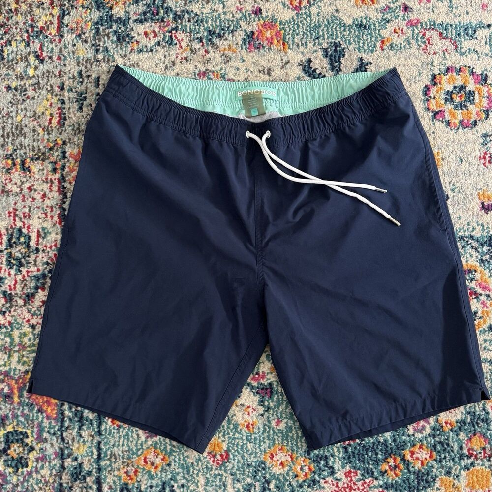 BONOBOS Men's Riviera Recycled Swim Trunks Lined in Blue Size Large